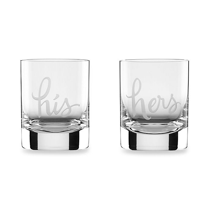 slide 1 of 1, Kate Spade New York Two of a Kind His" &"Hers" Double Old Fashioned Glasses", 2 ct