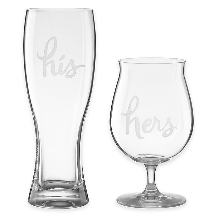 slide 1 of 1, Kate Spade New York Two of a Kind His" &"Hers" Beer Glasses", 2 ct