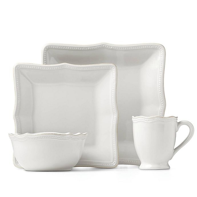 slide 2 of 2, Lenox French Perle Bead Square Dinnerware Set - White, 16 ct