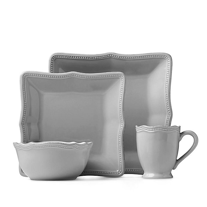 slide 2 of 2, Lenox French Perle Bead Square Dinnerware Set - Grey, 16 ct