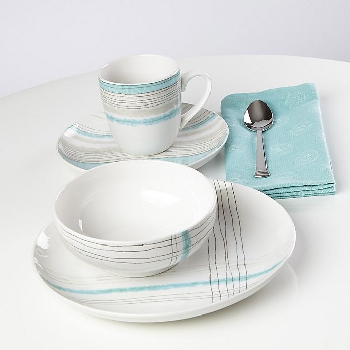 slide 2 of 4, Lenox Woven Stripes Aqua Place Setting, 4 ct