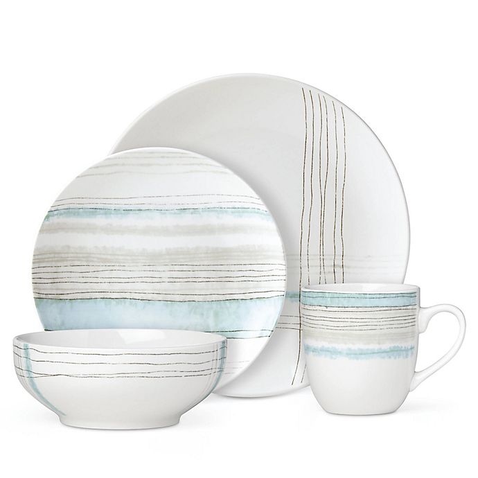 slide 1 of 4, Lenox Woven Stripes Aqua Place Setting, 4 ct