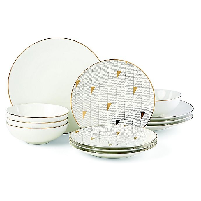 slide 1 of 1, Lenox Trianna White Dinnerware Set, 12 ct