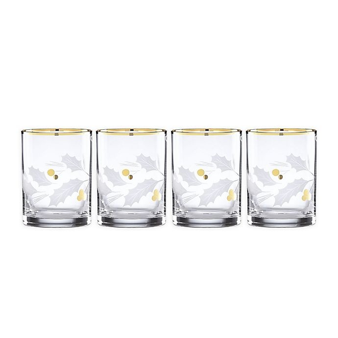 slide 1 of 3, Lenox Holiday Double Old Fashioned Glasses - Gold, 4 ct