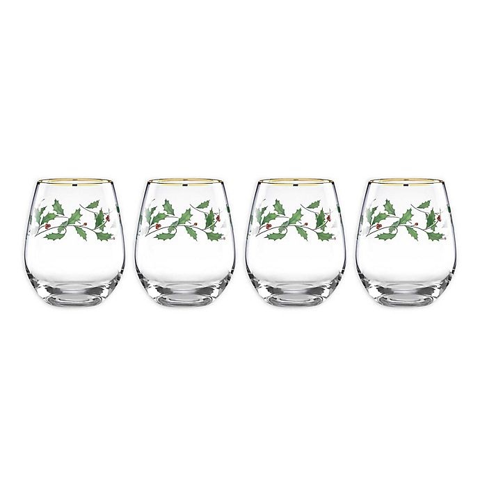 slide 2 of 2, Lenox Holiday Decal Stemless Wine Glasses, 4 ct