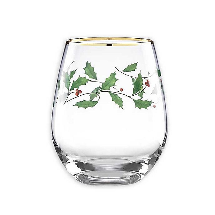 slide 1 of 2, Lenox Holiday Decal Stemless Wine Glasses, 4 ct