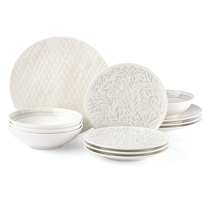 slide 1 of 1, Lenox Textured Neutrals Dinnerware Set - Linen, 12 ct