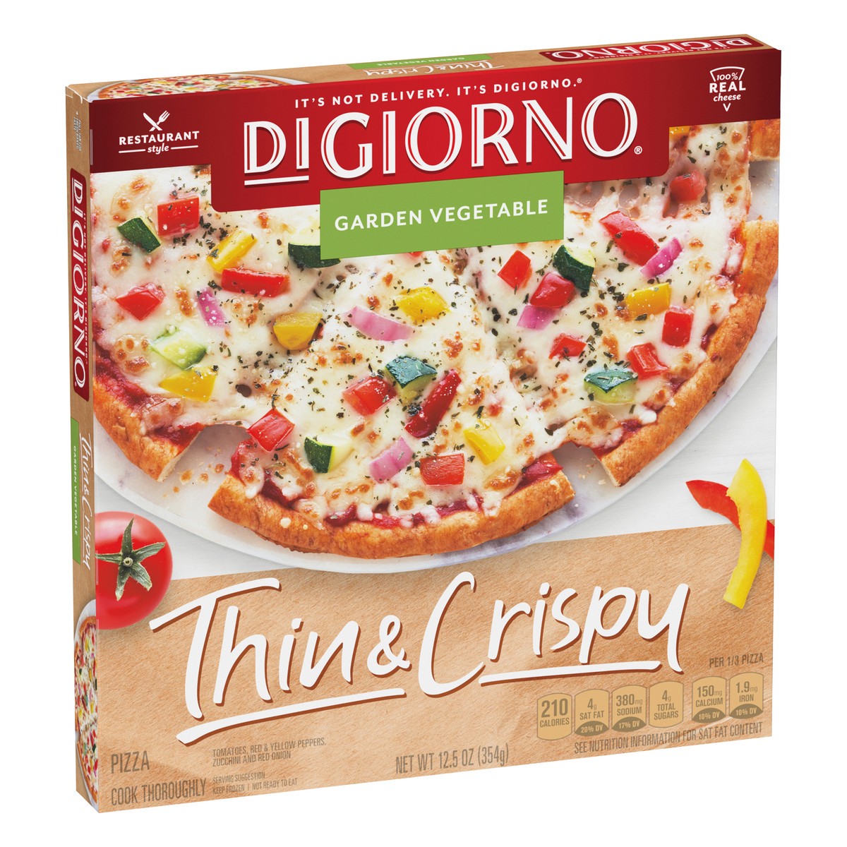 slide 7 of 10, DiGiorno Thin & Crispy Garden Vegetable Pizza 12.5 oz, 12.5 oz