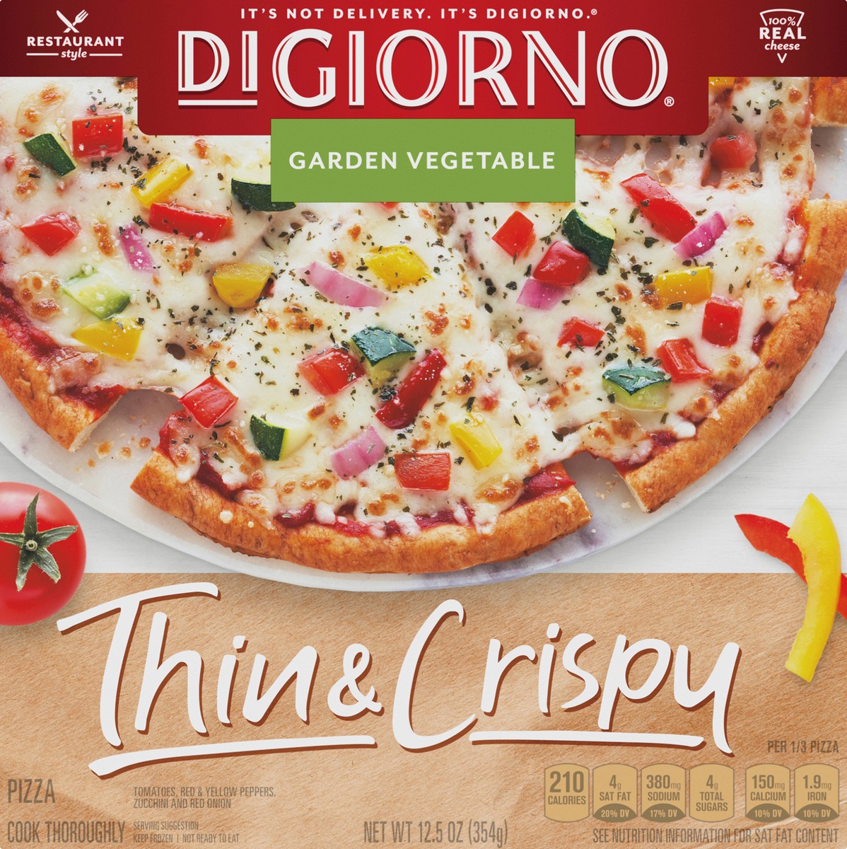 slide 1 of 10, DiGiorno Thin & Crispy Garden Vegetable Pizza 12.5 oz, 12.5 oz