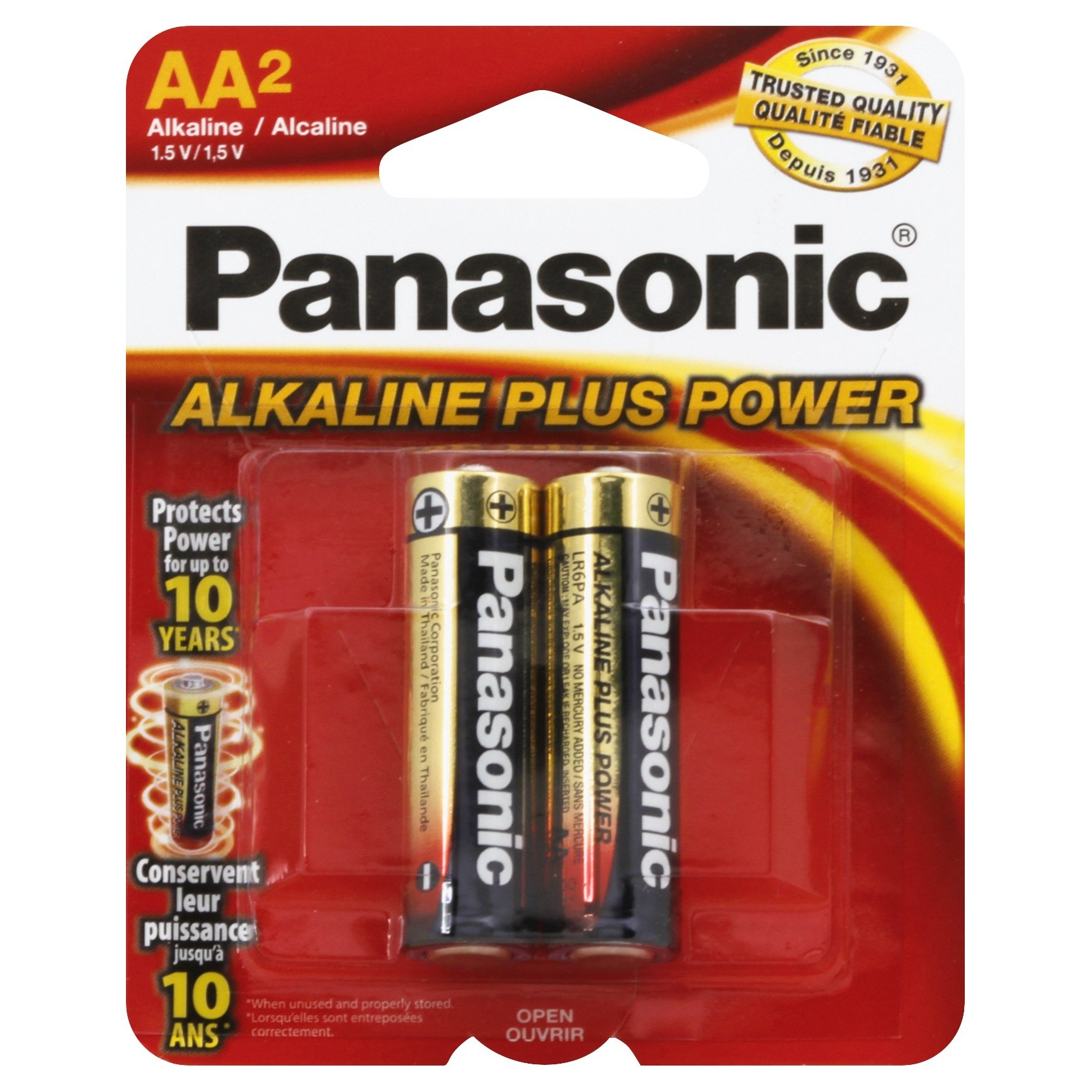 slide 1 of 2, Panasonic Alkaline Plus AA Batteries, 1 ea