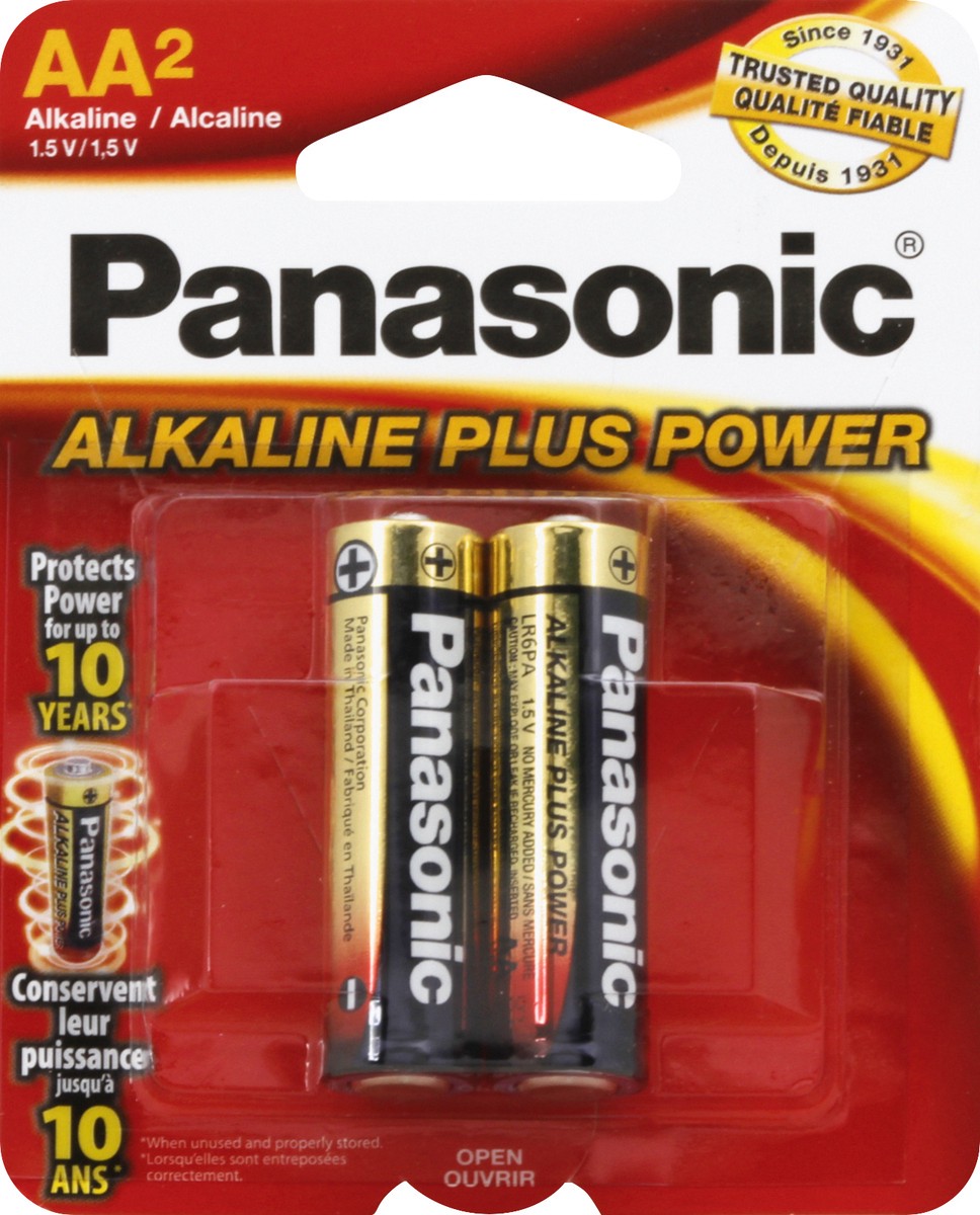 slide 1 of 2, Panasonic Alkaline Plus AA Batteries, 1 ea