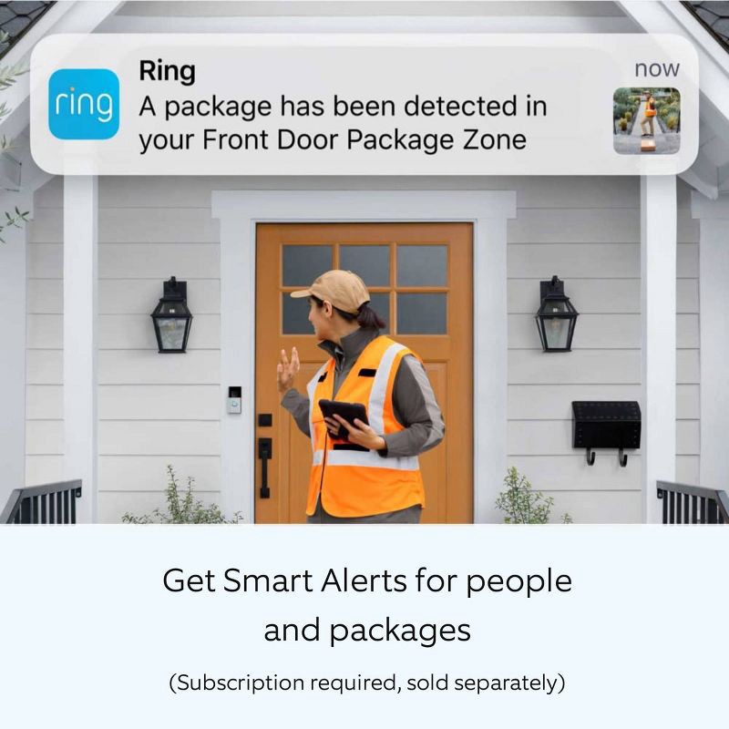 slide 3 of 9, Ring Battery Doorbell Plus – Smart Wi-Fi Video Doorbell with Head-to-Toe HD+ Video - Satin Nickel: 2-Way Talk, Motion Activated, 1 ct