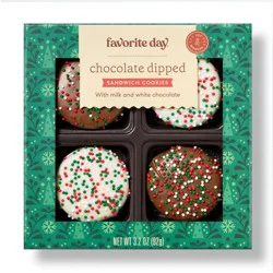 Christmas Chocolate Dipped Sandwich Cookies - 5.6oz - Favorite Day™