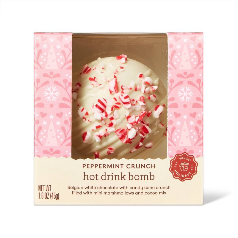 slide 1 of 4, Christmas Hot Chocolate Drink Bomb - Belgian White Chocolate Topped with Peppermint Crunch - 1.6oz/1ct - Favorite Day™, 1.6 oz, 1 ct