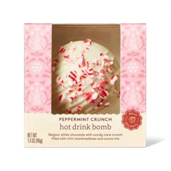 Christmas Hot Chocolate Drink Bomb - Belgian White Chocolate Topped with Peppermint Crunch - 1.6oz/1ct - Favorite Day™
