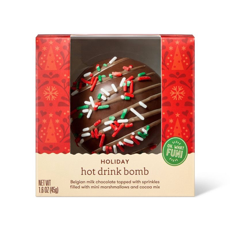 slide 1 of 4, Christmas Hot Chocolate Drink Bomb - Belgian Milk Chocolate Topped with Sprinkles - 1.6oz/1ct - Favorite Day™, 1.6 oz, 1 ct