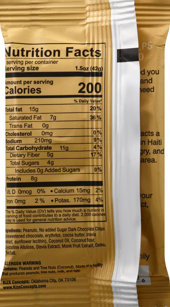 slide 9 of 13, KiZE Keto Peanut Butter Cookie Energy Bar 1.5 oz, 1.5 oz