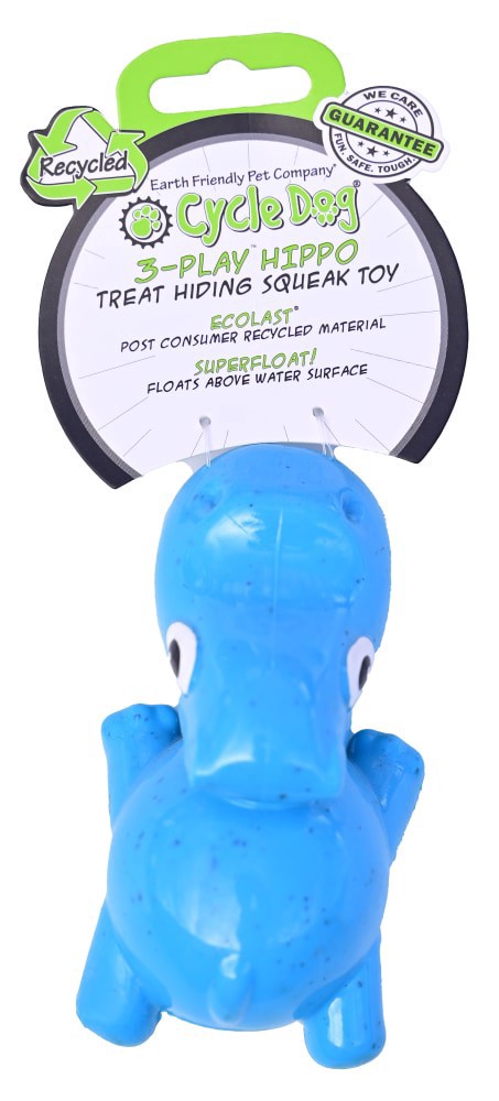 slide 1 of 1, Cycle Dog® 3-Play™ Hippo Treat Hiding Squeak Toy - Blue, 1 ct