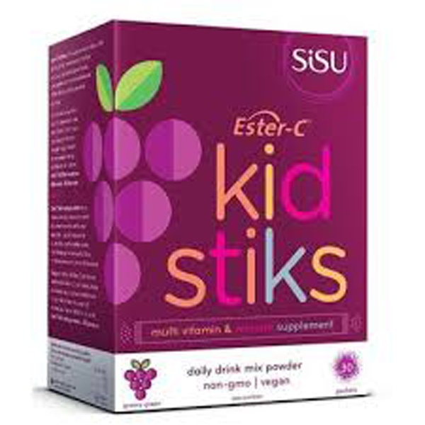 slide 1 of 1, Ester-C Kid Stiks Grape Multivitamin & Mineral Supplement Drink Mix, 30 ct