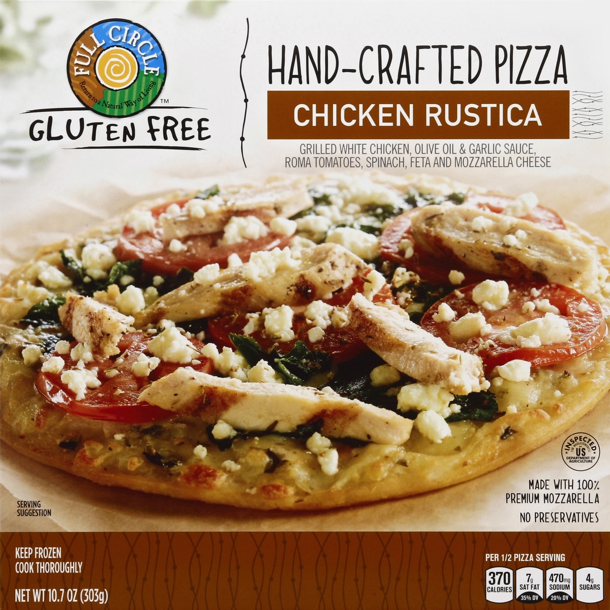 slide 2 of 6, Full Circle Market Gluten Free Hand Crafted Pizza Chicken Rustica, 10.4 oz