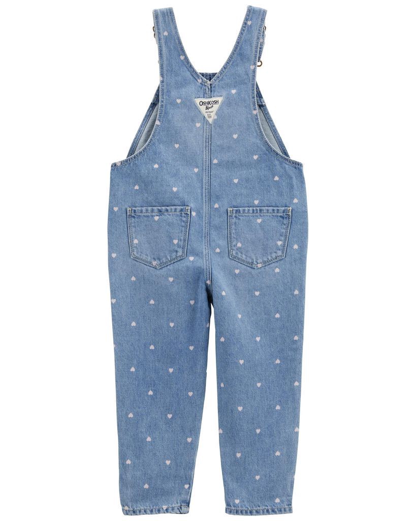slide 2 of 3, Oshkosh Toddler Heart-Print Knit Denim Overalls Blue 2T, 1 ct