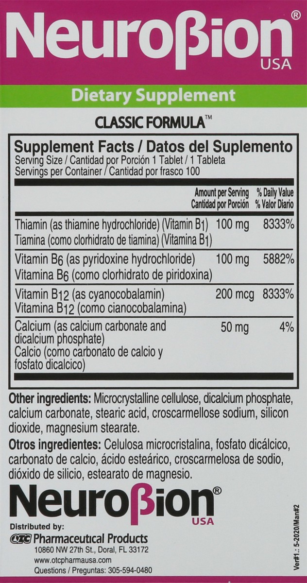 slide 10 of 13, Neurobion High Potency Formula Dietary Supplement 100 Tablets Box, 1 ct