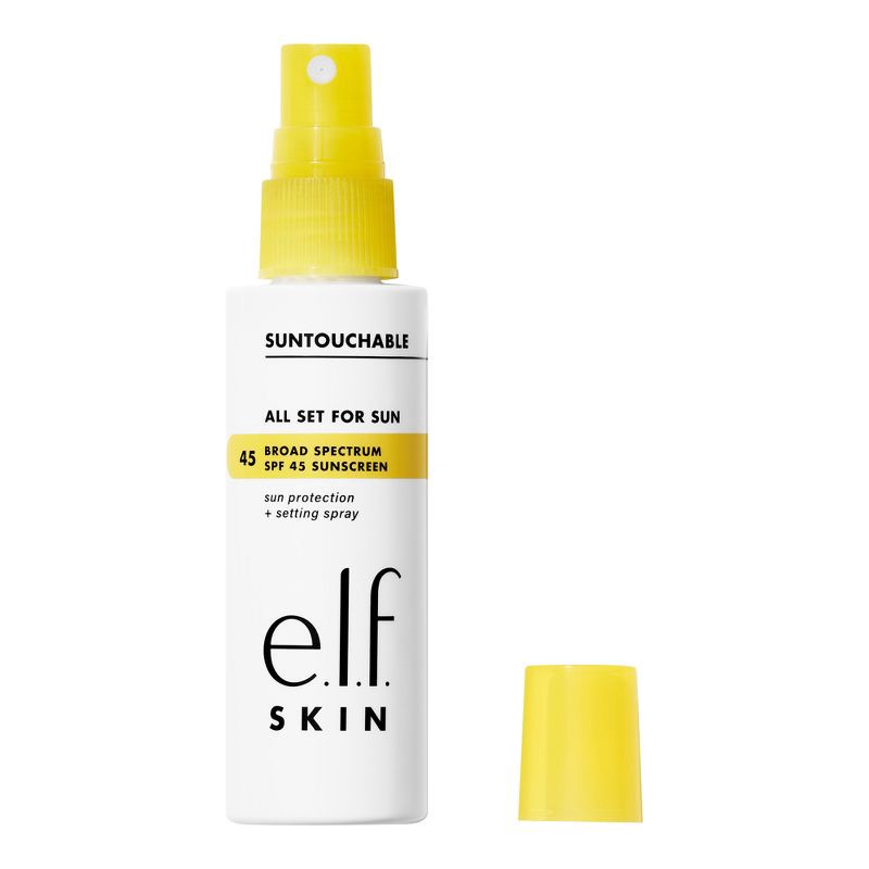 slide 1 of 13, e.l.f. SKIN Suntouchable All Set For Sun Sunscreen - SPF 45 - 2 fl oz: Face Spray, Paraben-Free, Vegan, Zinc Oxide, 45 x 2 fl oz