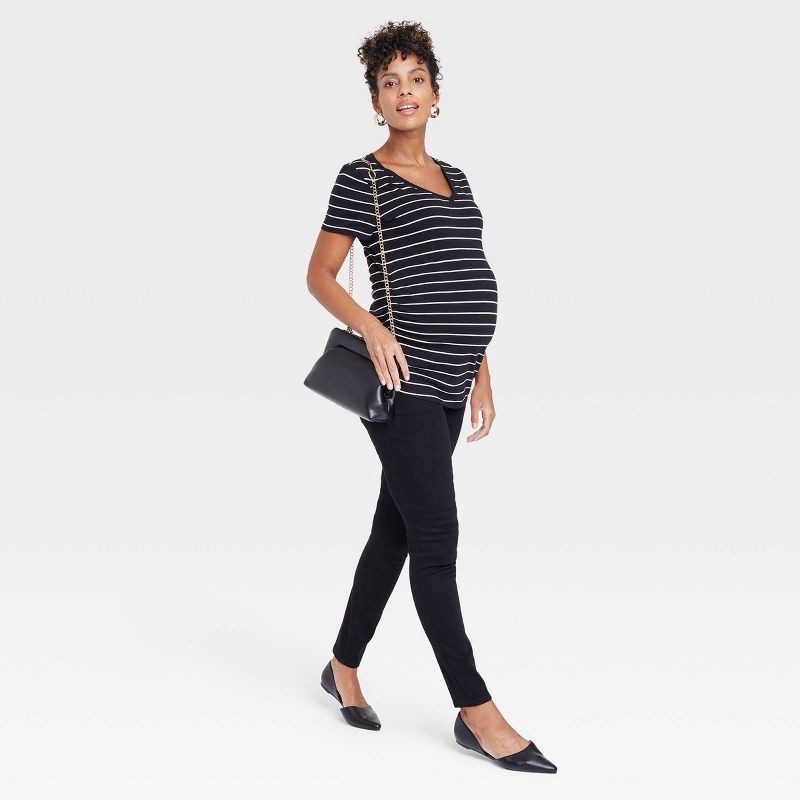 slide 4 of 5, Over Belly Skinny Maternity Pants - Isabel Maternity by Ingrid & Isabel™ Black 6: High Rise, Power Stretch, Ankle Length, 1 ct