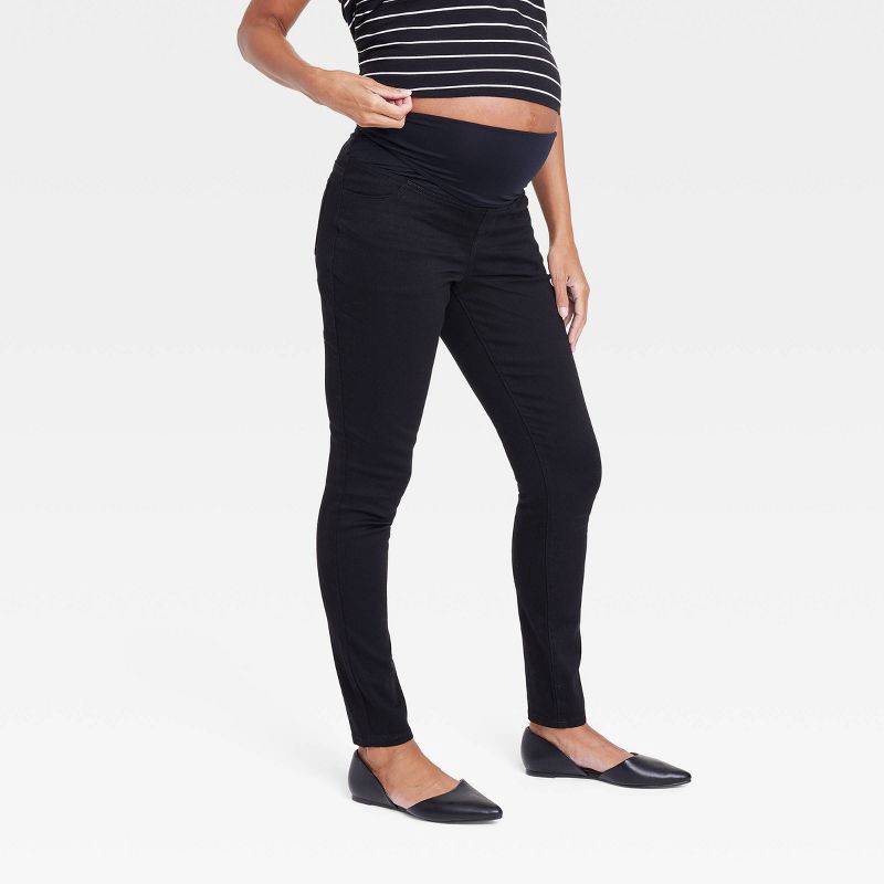 slide 3 of 5, Over Belly Skinny Maternity Pants - Isabel Maternity by Ingrid & Isabel™ Black 16: Power Stretch Jeans, 1 ct