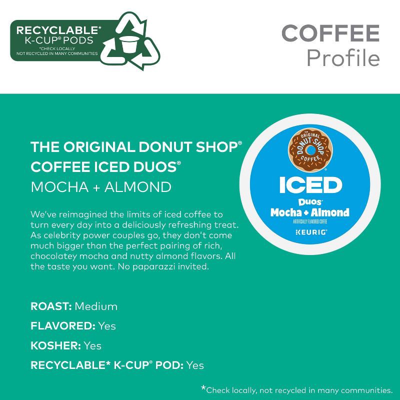 slide 3 of 8, Keurig The Original Donut Shop Medium Roast ICED Mocha + Almond K-Cup Pods - 24ct, 24 ct