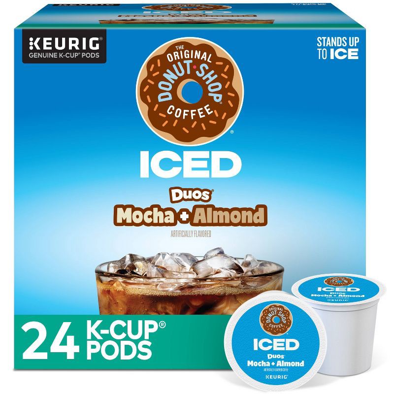 slide 1 of 8, Keurig The Original Donut Shop Medium Roast ICED Mocha + Almond K-Cup Pods - 24ct, 24 ct