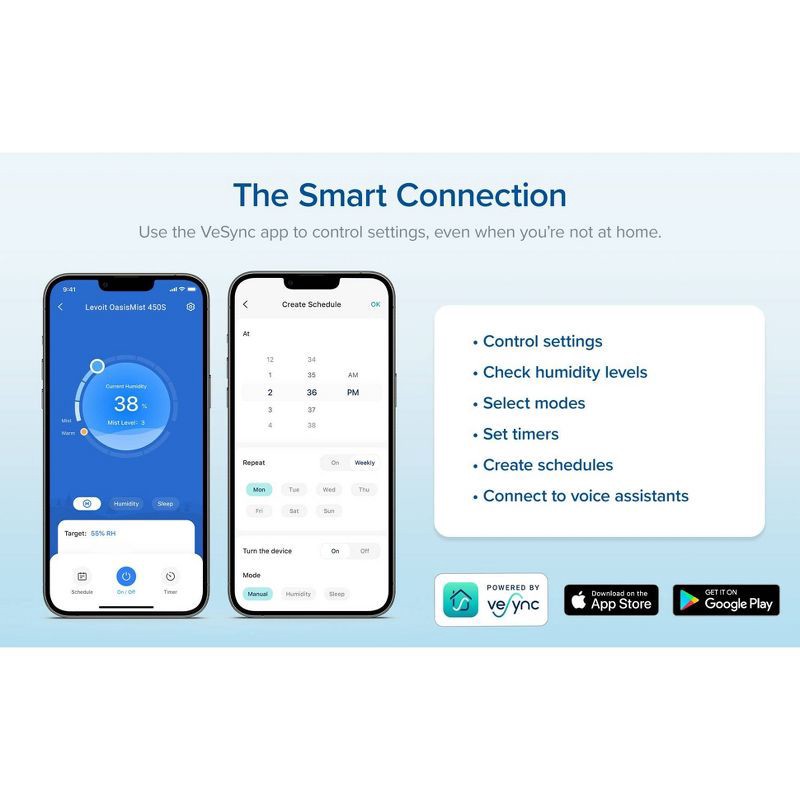 slide 13 of 15, Levoit 4.5L Oasis Mist Smart Humidifier: Ultrasonic, Warm & Cool Mist, Bedroom Use, 300-500 sq. ft., No Filter Needed, 4.5 liter