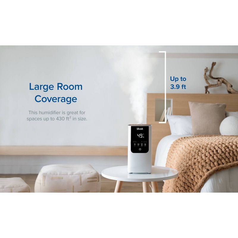slide 9 of 15, Levoit 4.5L Oasis Mist Smart Humidifier: Ultrasonic, Warm & Cool Mist, Bedroom Use, 300-500 sq. ft., No Filter Needed, 4.5 liter
