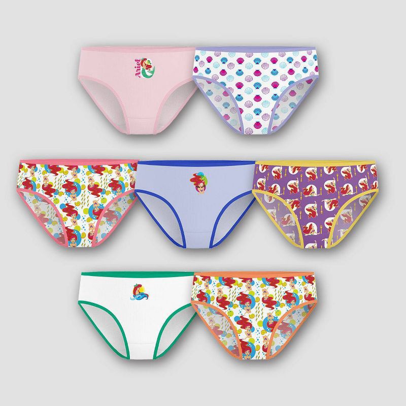 slide 1 of 1, Girls' Disney The Little Mermaid Ariel 7pk Underwear - 8, 7 ct