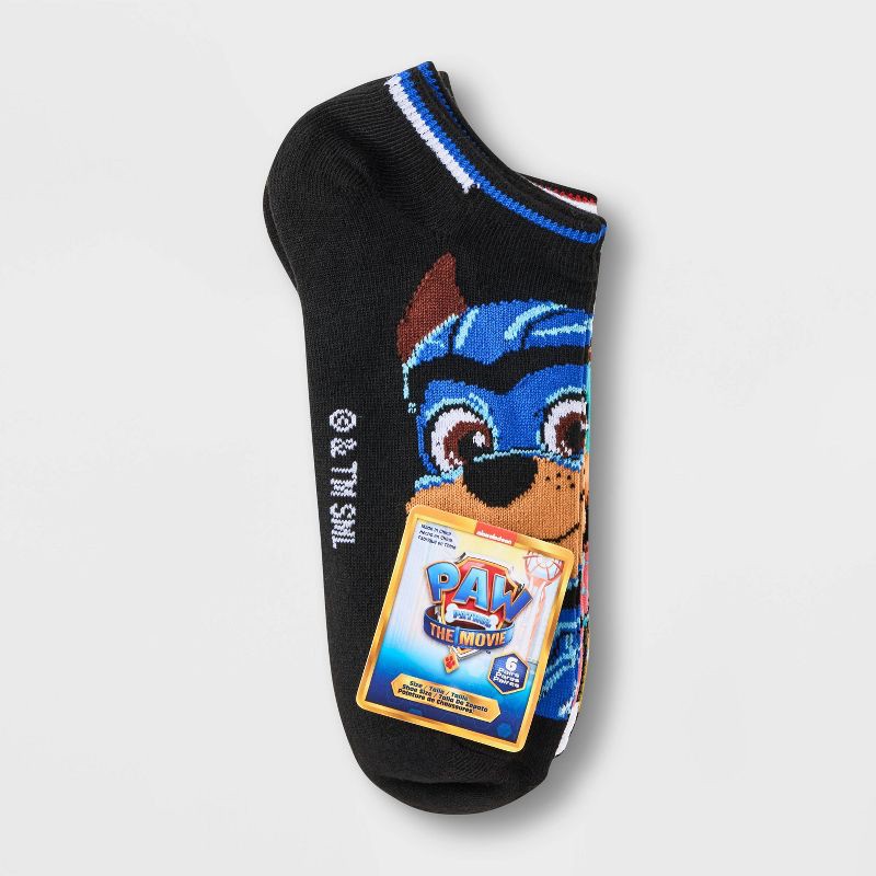 slide 2 of 3, Boys' PAW Patrol 6pk No Show Socks - Black/White S/M, 6 ct