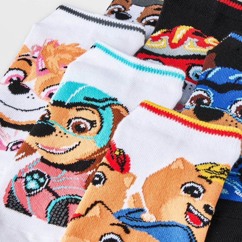 slide 3 of 3, Boys' PAW Patrol 6pk No Show Socks - Black/White S/M, 6 ct