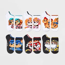 Boys' PAW Patrol 6pk No Show Socks - Black/White S/M
