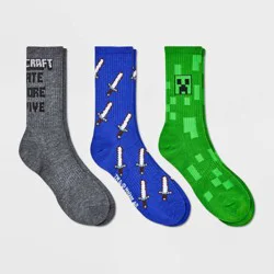Boys' Minecraft 3pk Crew Socks - S/M