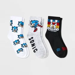Boys' Sonic the Hedgehog 3pk Crew Socks - Gray S/M