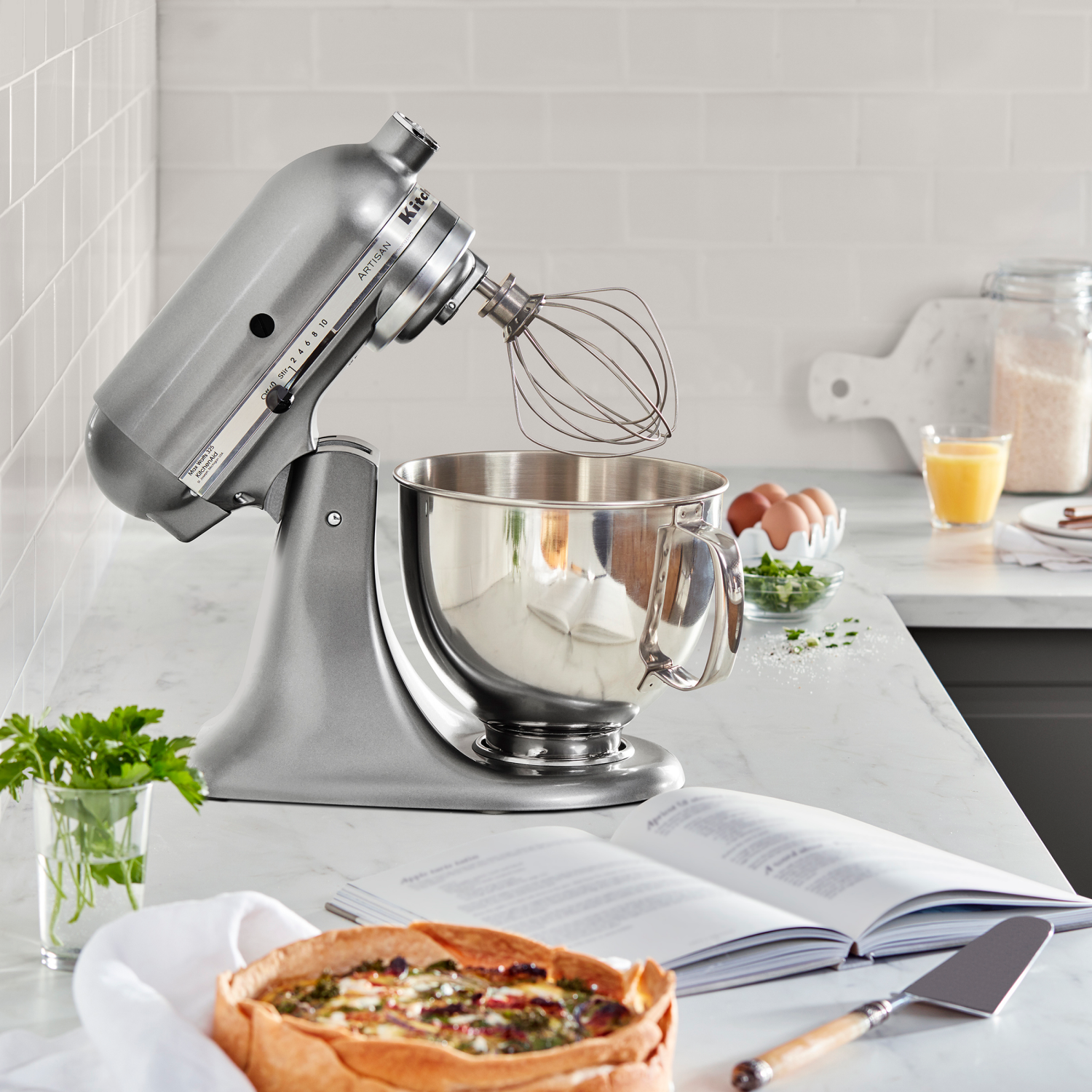 slide 3 of 6, KitchenAid Artisan Series 5-Qt. Tilt-Head Stand Mixer, Contour Silver, 5 qt