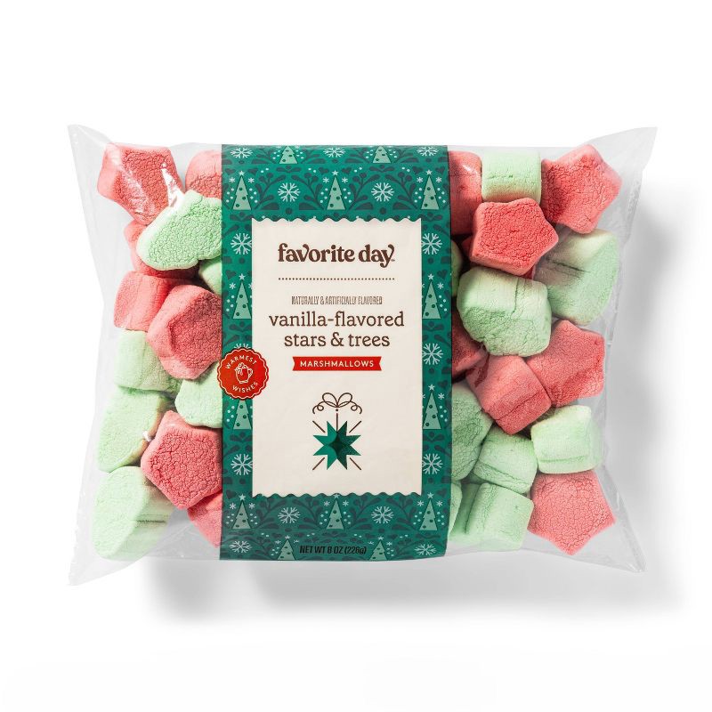 slide 1 of 3, Holiday Vanilla Flavored Stars & Trees Marshmallows - 8oz - Favorite Day™, 8 oz