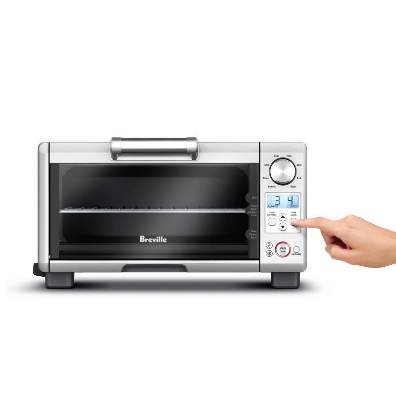 slide 2 of 5, Breville 1800W Mini Smart Toaster Oven Stainless Steel BOV450XL: Countertop, 4-Slice, Dual Rack, Auto Shut-Off, 1 ct