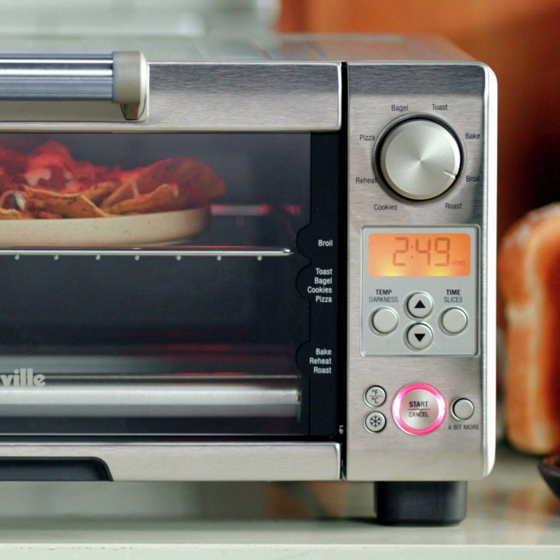 slide 4 of 5, Breville 1800W Mini Smart Toaster Oven Stainless Steel BOV450XL: Countertop, 4-Slice, Dual Rack, Auto Shut-Off, 1 ct