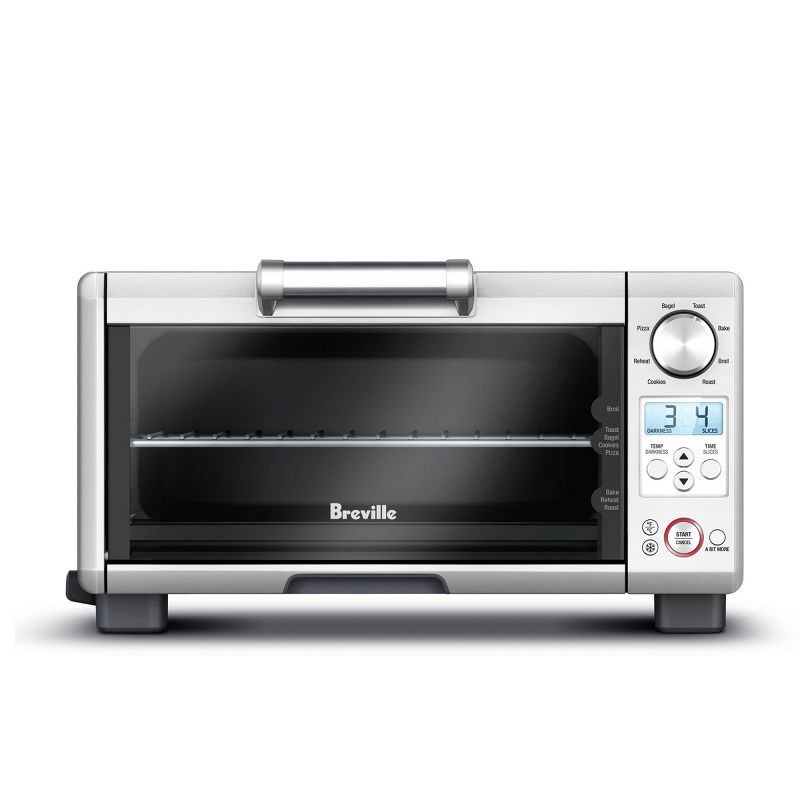 slide 1 of 5, Breville 1800W Mini Smart Toaster Oven Stainless Steel BOV450XL: Countertop, 4-Slice, Dual Rack, Auto Shut-Off, 1 ct