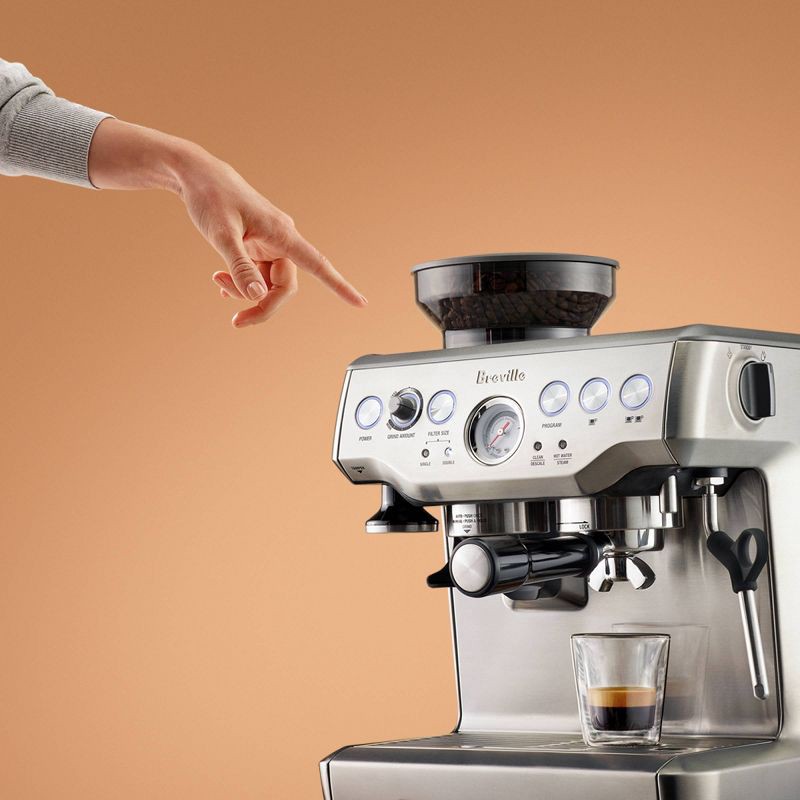 slide 13 of 16, Breville Stainless Steel Barista Express Espresso Machine Light Silver BES870XL: 15 Bars Pressure, Milk Frother, Grinder, 1 ct