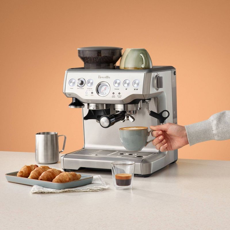 slide 14 of 16, Breville Stainless Steel Barista Express Espresso Machine Light Silver BES870XL: 15 Bars Pressure, Milk Frother, Grinder, 1 ct