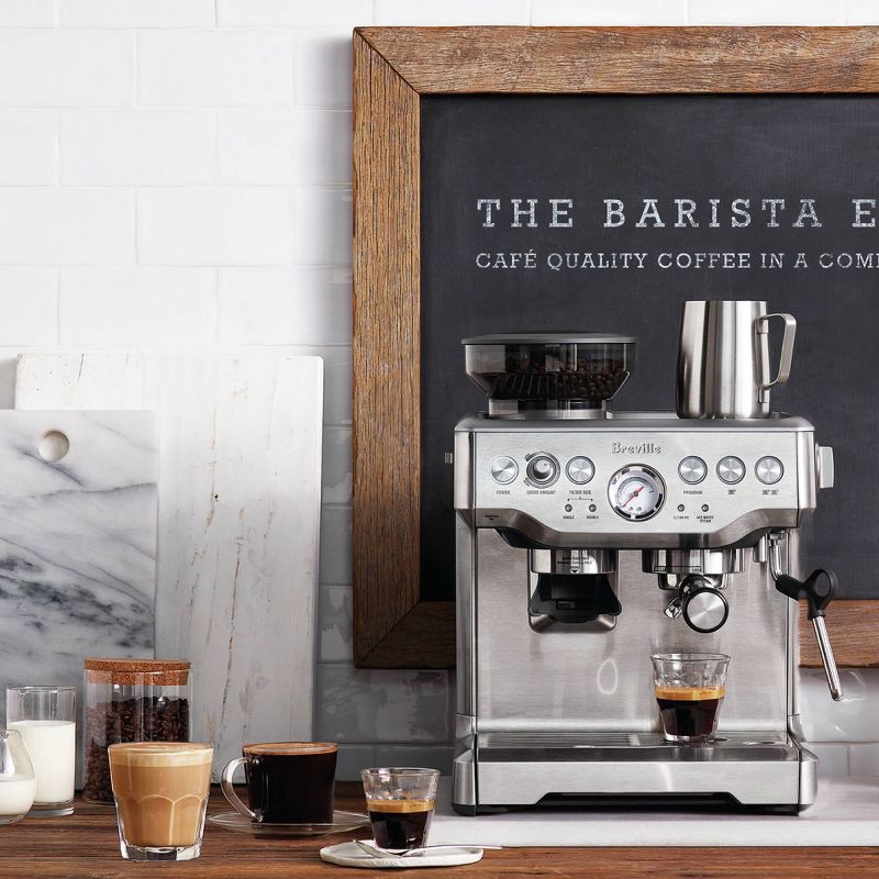 slide 15 of 16, Breville Stainless Steel Barista Express Espresso Machine Light Silver BES870XL: 15 Bars Pressure, Milk Frother, Grinder, 1 ct