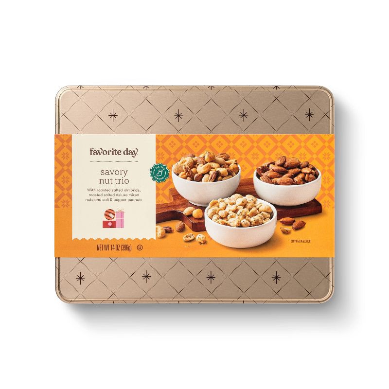 slide 1 of 4, Christmas Savory Nut Trio Tin - 14oz - Favorite Day™, 14 oz