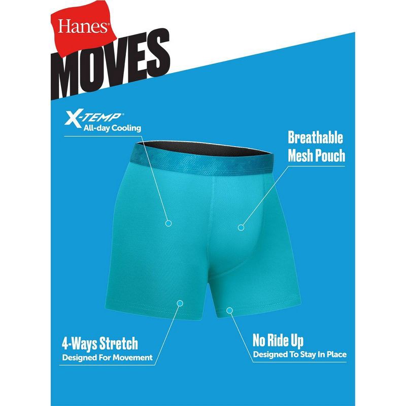 slide 5 of 6, Hanes Boys' 5pk Moves Breathable X-Temp Boxer Briefs - Blue S, 5 ct