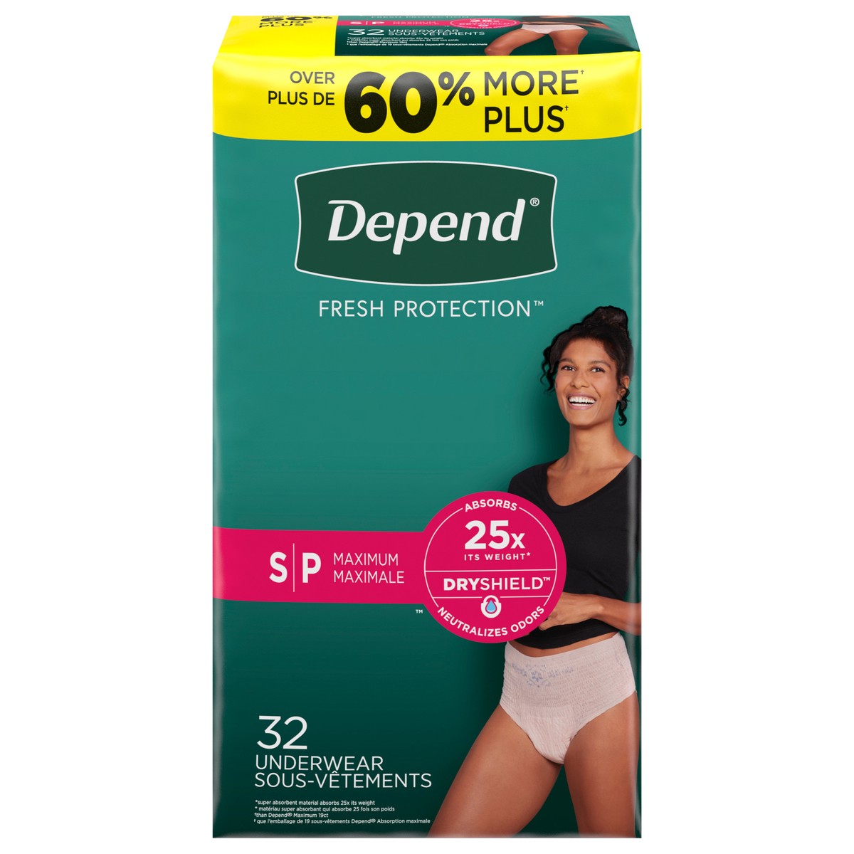 slide 1 of 5, Depend Fresh Protection Adult Incontinence Underwear for Women (Formerly Depend Fit-Flex), Disposable, Maximum, Small, Blush, 32 Count, 32 ct